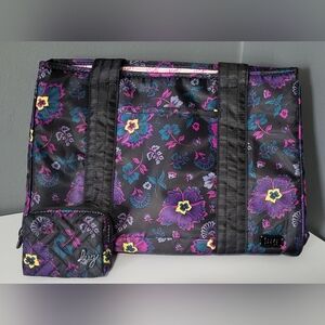 NWOT LUG Floral Black Tote Bag & Choo Pill Case